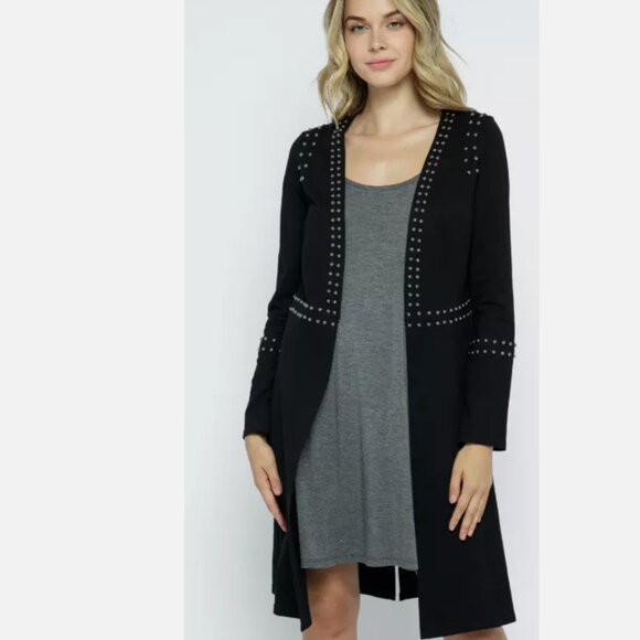 VOCAL Rock Studded COTTON Cardigan with Bleach dye and comfort fit - Picture 4 of 16